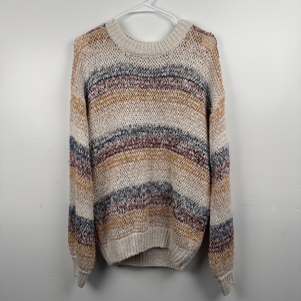 Kori America Sweater Womens Medium Large Striped Pullover Knit Cozy Acrylic